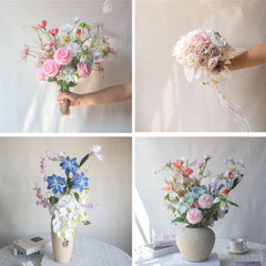 All Artificial Flowers: A curated collection of four distinct bouquets, showcasing premium home decor, wedding, and everyday arrangement styles