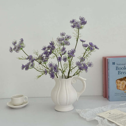 Realistic Artificial Lace Flowers in a vase with purple blooms, ideal for adding an elegant touch to home decor.