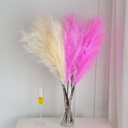 Real touch Artificial Flower 7-Fork Reeds For Decor,Dried Flowers,Highly Realistic,  Firework Decoration, Pink Feather Decor, Wedding Scenery, Flower Arrangement, Window Display, Photo Prop