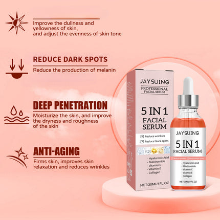 5-in-1 Facial Essence, Deep Moisturizing, Skin Brightening, Firming, Reduce Spot & Wrinkle Acne, Anti-Aging  Jaysuing