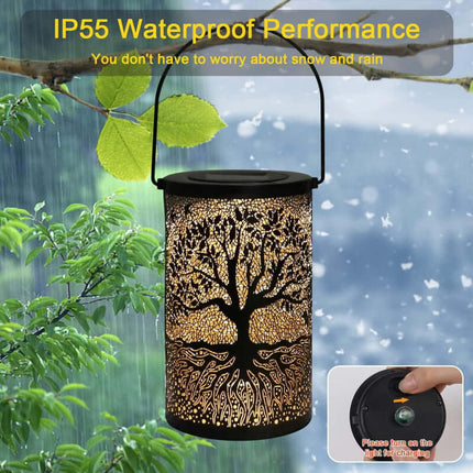 Life Tree Patterned Solar-Powered Garden Lamp,Tree of Life,LED Lantern,Hanging,Waterproof,Suit for Outdoor,Decorative,Projection,Balcony,Living Room,Courtyard,Garden