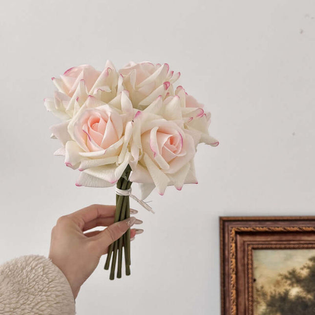Artificial Rose Flowers centerpieces Bouquet, Moist-touch Handfeel, Silk-like texture,Ruffled Petals, Wedding Wedding Photography, Home Decor