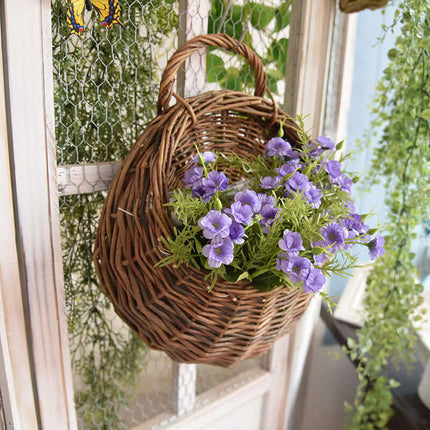 Rattan Woven Flower Basket, Plant Natural Material, Wall-mounted Flower Pot, Home Decor Flower Container, Handwoven Basket, Scene Arrangement