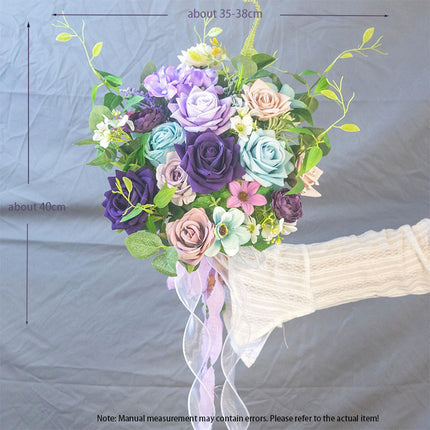 Premium Flannel Purple-Blue Artificial Bouquet, High-Quality & Easy-Care, Wedding/Photo/Bedroom Use