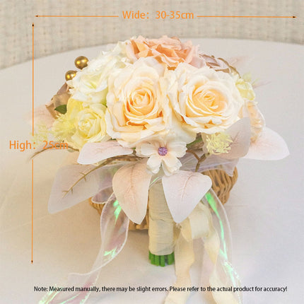 Bridal Exclusive Highly Realistic Pink-White Artificial Bouquet - Lifelike Texture & Soft Touch for Wedding & Home Use
