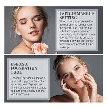 Waterproof Setting Powder, lawless Long-lasting,Non-Caking Makeup Fixing Powder, Portable Design,Concealer Powder,Natural Lightweight, Breathable Pressed, Long Wear Oil Control, Sweatproof ,Finish Pressed Powder for All Skin OUHOE