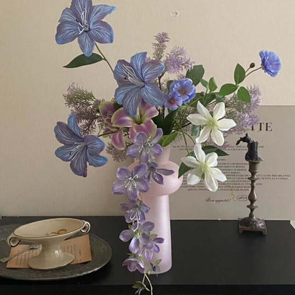 Realistic  Artificial Flower Silk like Bouquet Set, Oil Painting Style, Purple Tone, Photography Scenery, Flower Arrangement, Window Display Soft Decor Matching
