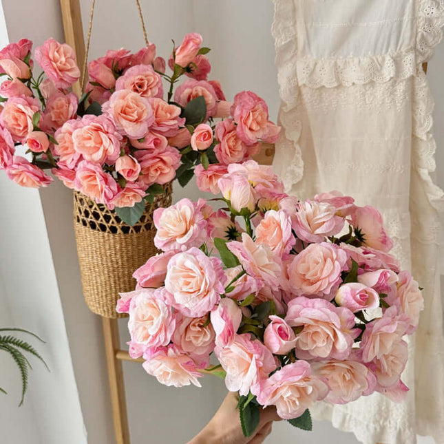 Silk Artificial Rose Flowers That Look Real, Korean-style 12 Heads, Home Decor, Living Room Dining Table Decoration, Photography Props