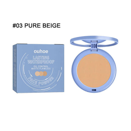 Waterproof Setting Powder, lawless Long-lasting,Non-Caking Makeup Fixing Powder, Portable Design,Concealer Powder,Natural Lightweight, Breathable Pressed, Long Wear Oil Control, Sweatproof ,Finish Pressed Powder for All Skin OUHOE