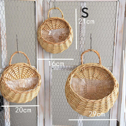 Rattan Woven Flower Basket, Plant Natural Material, Wall-mounted Flower Pot, Home Decor Flower Container, Handwoven Basket, Scene Arrangement