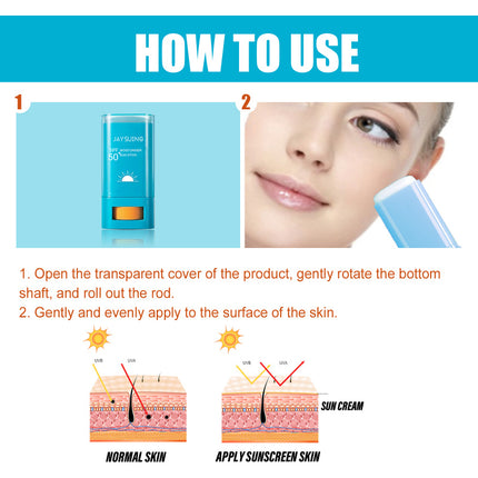 Moisturizing Protection Stick, Sun Protection, Refreshing & Non-Greasy, Long-Lasting, Water & Sweat Resistant, UV Protection Cream, Portable Design  Jaysuing