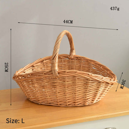 Handwoven Natural Rattan Flower Basket, Suitable For Life Storage, Garden Picking, Home Decoration