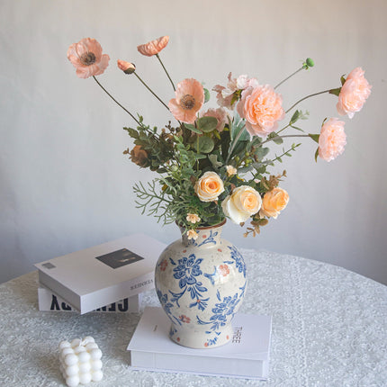 Ready-to-Use Artificial Flowers Arrangement – High-Quality Faux Silk Home Decor,No-Assembly