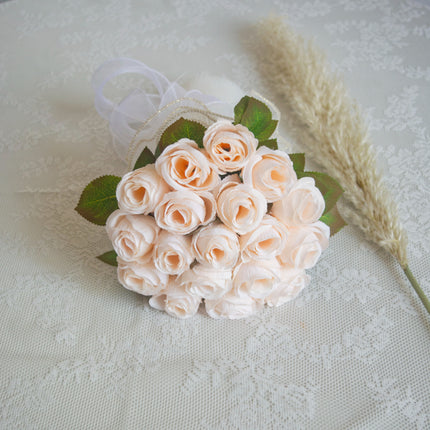 High-Sim Champagne Rose Bouquet - Silk-Like, Suitable for Wedding/Living Room/Bedroom/photograph/Home Decor