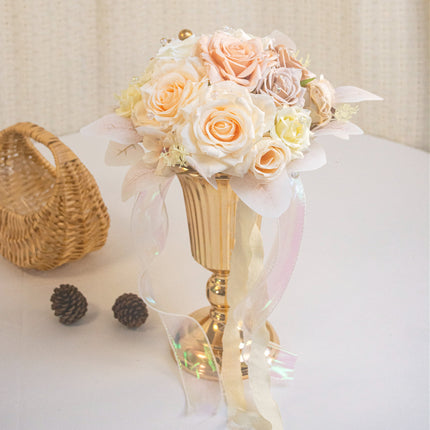 Bridal Exclusive Highly Realistic Pink-White Artificial Bouquet - Lifelike Texture & Soft Touch for Wedding & Home Use