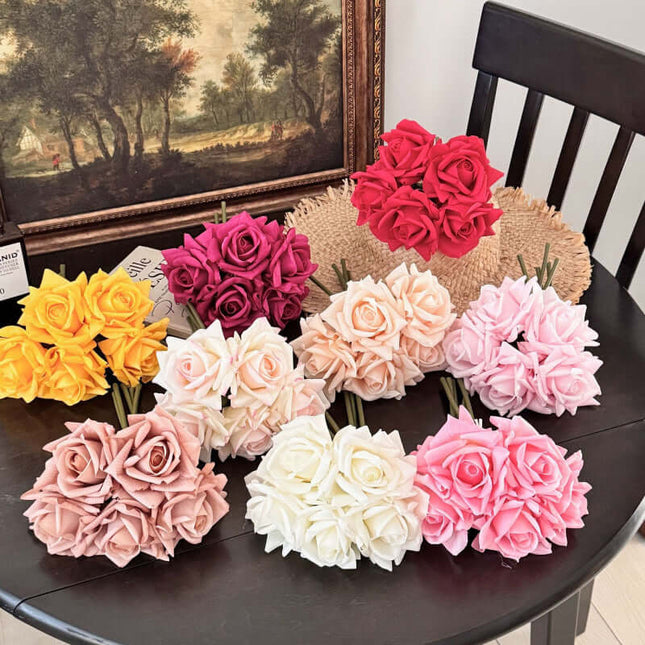 Artificial Rose Flowers centerpieces Bouquet, Moist-touch Handfeel, Silk-like texture,Ruffled Petals, Wedding Wedding Photography, Home Decor