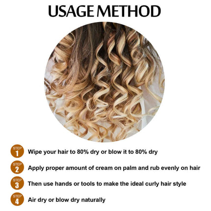 Curly Hair Styling Cream, Deep Moisturizing, Shine Enhancing Curly, Fluffy Styling, Long - Lasting Hairstyle Styling, Quick Styling Styling, Brightening Hair, Easy to Operate Styling  EELHOE