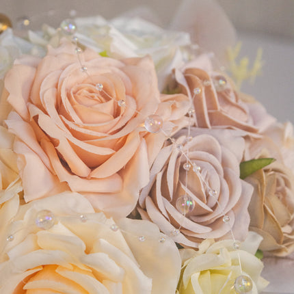 Bridal Exclusive Highly Realistic Pink-White Artificial Bouquet - Lifelike Texture & Soft Touch for Wedding & Home Use