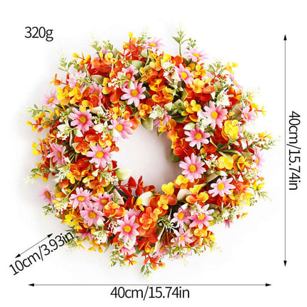 Spring Artificial Flower Wreath, Plastic and Fabric Material,Home Decor, Artificial flower wall,Door Decoration, Artificial Plant, Baby's Breath