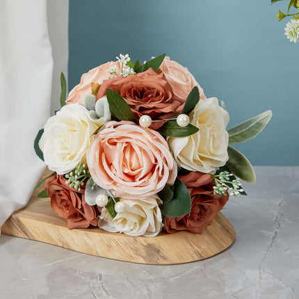 Bridal Bouquet, Artificial Roses Flowers, Wedding Decoration,Silk Like,Water Drop Shape, Wedding Photography Props