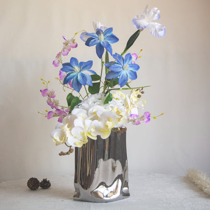 Artificial Flower,High-Realism Clematis-Centered Mixed Bouquet_Silk-Like Home Flower Arrangement,Photo Prop