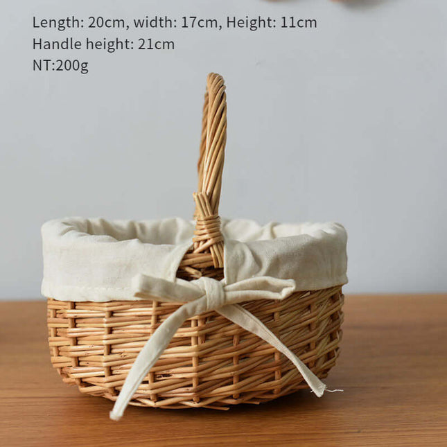 Woven Willow Flower Basket, Handheld Storage Basket, Picnic Mini Basket, Home Decoration
