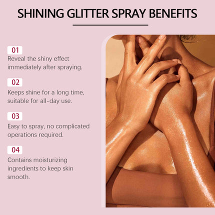 Stage Makeup Glitter Spray, Multipurpose, Face & Collarbone Brightening Glitter, Natural 3D Effect, Long-lasting Highlight Spray  EELHOE