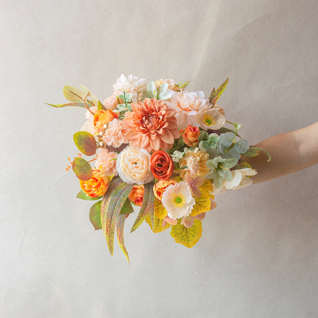 Artificial Flower Bouquet - Orange,  Essential for Home Decor - No Maintenance Needed - Decor Flowers for Bedroom  - Artificial Floristry
