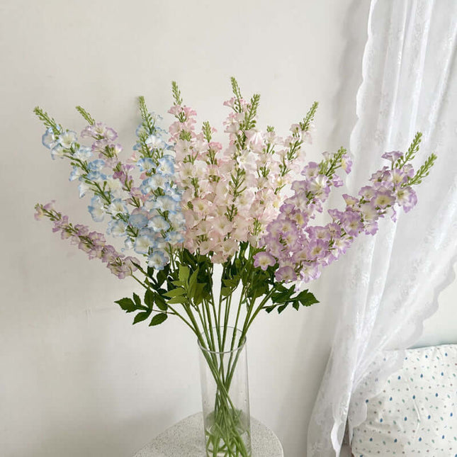 Realistic Artificial Flowers For decoration,Silk-like Fabric,Delphinium Flower,Flowers arrangement,Tall Linear Blooms
