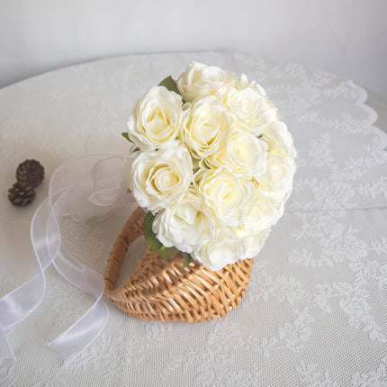 Artificial Flower Realistic Cream Athena Rose Bouquet_Wedding Photo Prop_Living Room Decor