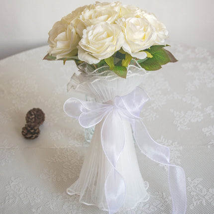 Artificial Flower Realistic Cream Athena Rose Bouquet_Wedding Photo Prop_Living Room Decor