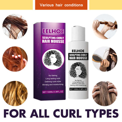 Curly Hair Styling Cream, Deep Moisturizing, Shine Enhancing Curly, Fluffy Styling, Long - Lasting Hairstyle Styling, Quick Styling Styling, Brightening Hair, Easy to Operate Styling  EELHOE