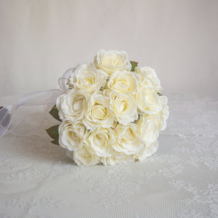 Artificial Flower Realistic Cream Athena Rose Bouquet_Wedding Photo Prop_Living Room Decor