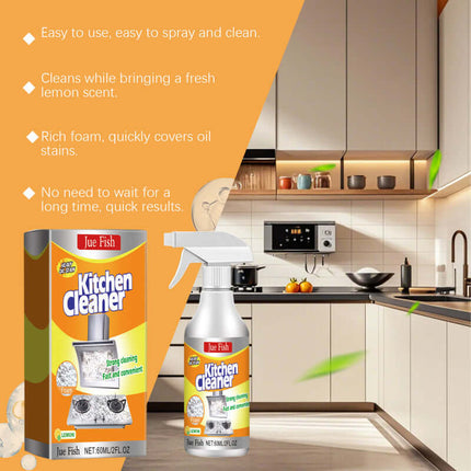 Kitchen Foam Cleaner, Household Kitchen Range Hood Cleaner, Heavy Oil Stain Foam Cleaner, Grease Remover, Remove Stubborn Dirt, Maintain Shine, Reduce Grease and Oil Stains, Easy Cleaning Jue-Fish