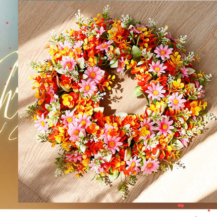 Spring Artificial Flower Wreath, Plastic and Fabric Material,Home Decor, Artificial flower wall,Door Decoration, Artificial Plant, Baby's Breath