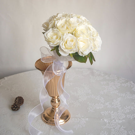 Artificial Flower Realistic Cream Athena Rose Bouquet_Wedding Photo Prop_Living Room Decor