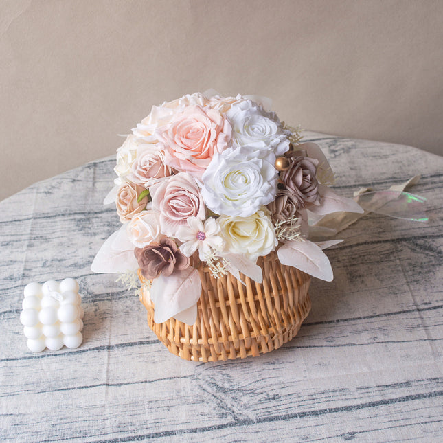 Bridal Exclusive Highly Realistic Pink-White Artificial Bouquet - Lifelike Texture & Soft Touch for Wedding & Home Use