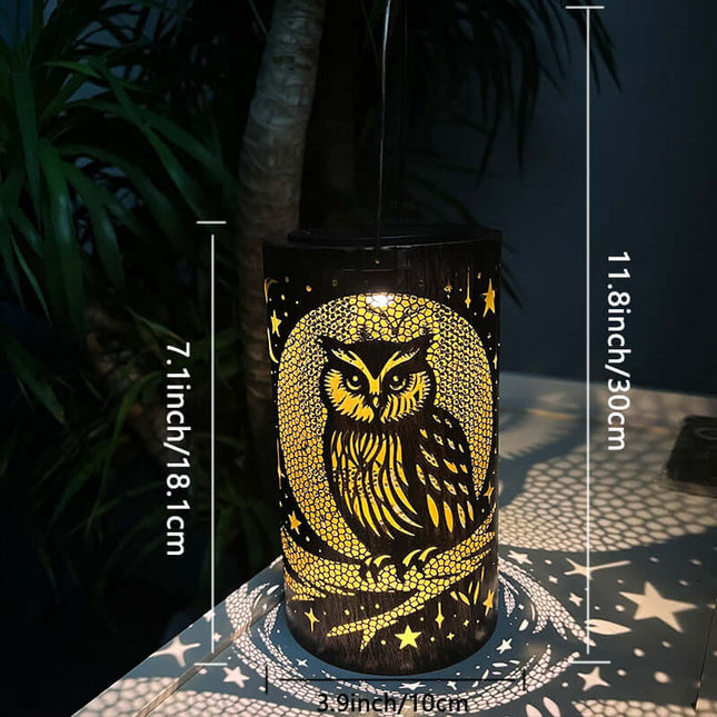 Solar-Powered Waterproof Garden Lamp,Courtyard,Light,Owl LED Light,Hollow,Straight,Iron,Waterproof,Decorative,Gift