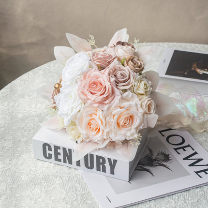 Bridal Exclusive Highly Realistic Pink-White Artificial Bouquet - Lifelike Texture & Soft Touch for Wedding & Home Use