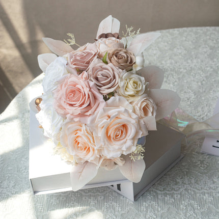 Bridal Exclusive Highly Realistic Pink-White Artificial Bouquet - Lifelike Texture & Soft Touch for Wedding & Home Use