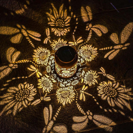 Solar Sunflower Iron Hollow LED Garden lamp, Outdoor Waterproof Lawn Garden Decorative Projection Light, Courtyard Light