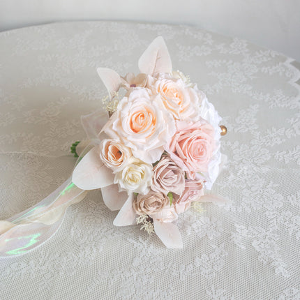 Bridal Exclusive Highly Realistic Pink-White Artificial Bouquet - Lifelike Texture & Soft Touch for Wedding & Home Use