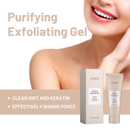 Facial Exfoliating Gel, Deep Skin Cleansing,  Gentle Cleaning, Pore Tightening, Skin Tenderizing, Skin Brightening, Blackhead Reduction, Acne & Impurity Control   OUHOE