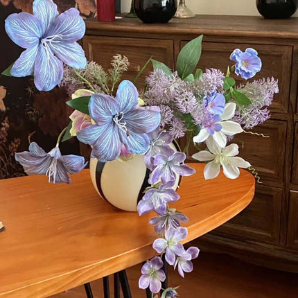 Realistic  Artificial Flower Silk like Bouquet Set, Oil Painting Style, Purple Tone, Photography Scenery, Flower Arrangement, Window Display Soft Decor Matching