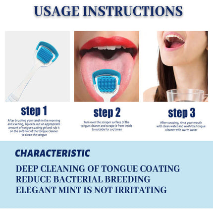 Tongue Cleaner Gel, Tongue Cleaning, Oral Care, Remove Oral Odor, Fresh Breath, Deep and clean,Reduce Bacterial Growth, Gel with Brush  EELHOE