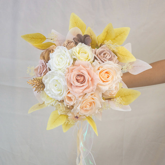 Romantic artificial wedding bouquet with lifelike petals,Soft handfeel- for wedding photos & home