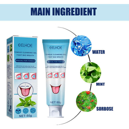 Tongue Cleaner Gel, Tongue Cleaning, Oral Care, Remove Oral Odor, Fresh Breath, Deep and clean,Reduce Bacterial Growth, Gel with Brush  EELHOE