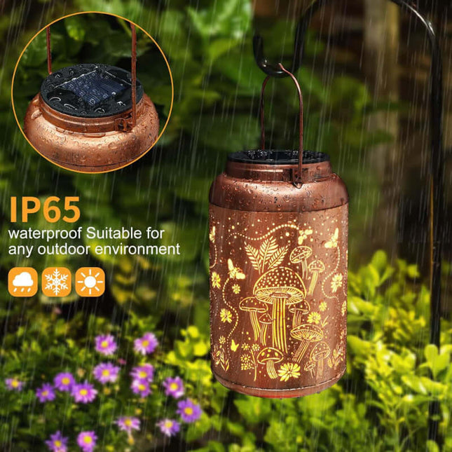 Solar Garden Lamp,Mushroom Pattern,Outdoor,Waterproof,Mushroom Light,Festival Gift,Metal,Hanging,Suit for Courtyard,Lawn,Chandelier