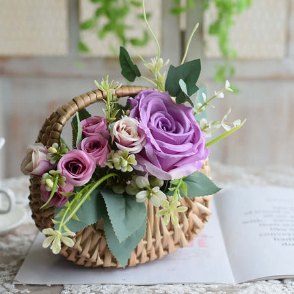 Rattan Woven Flower Basket, Braided Basket, Hand-carry, Willow Weaving Handicraft, Flower Arrangement Creativity, Souvenir Gift, Flower Shop Basket, Scene Decoration, Home Decor