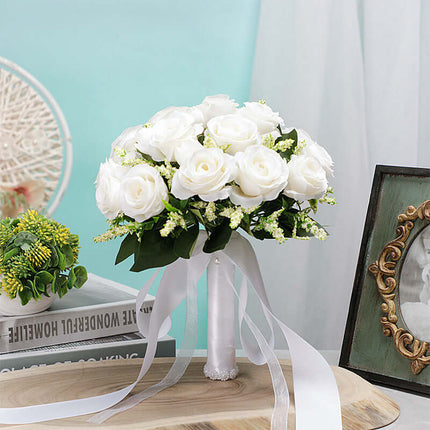 Bridal Artificial Bouquet Flowers, Silk-Like Roses, Realistic Appearance, Forest-Style Outdoor Wedding, Photography Prop